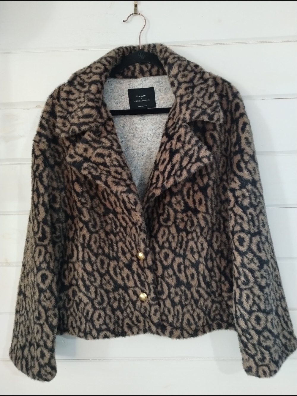 Sanctuary x Anthropologie Leopard Faux Fur Jacket L Animal Print Plush - Picture 2 of 10